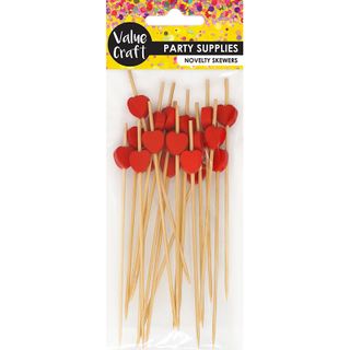 NOVELTY SKEWERS RED HEARTS 20PCS