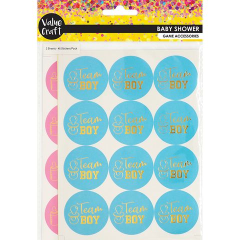 BABY SHOWER TEAM BOY GIRL STICKERS 2SH