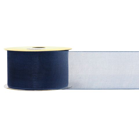 RIB 38MM ORGANZA NAVY 4M