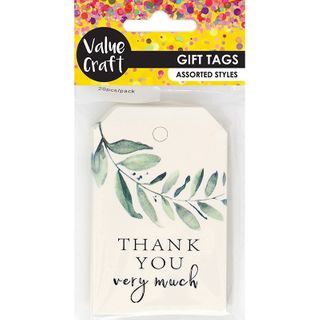 GIFT TAGS LEAF MOTIF THANK YOU 20PCS