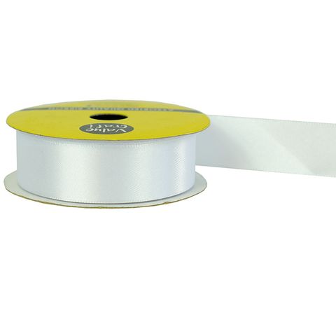 RIB 22MM POLYESTER SATIN WHITE 3M