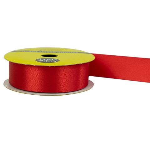 RIB 22MM POLYESTER SATIN RED 3M