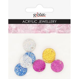 ACRYLIC JEWEL CIRCLE 15MM GLITTER 8PC