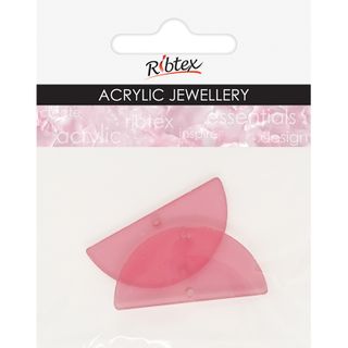 ACRYLIC JEWEL SEMI CIRCLE 40MM PINK 2PC