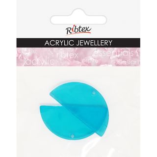 ACRYLIC JEWEL SEMI CIRCLE 40MM BLUE 2PC