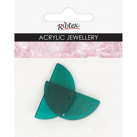 ACRYLIC JEWEL SEMI CIRCLE 40MM GREEN 2PC