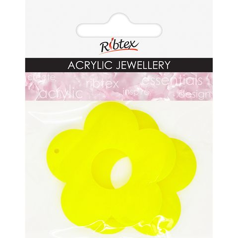 ACRYLIC JEWEL FLOWER OPAQ 50MM YELL 2PC