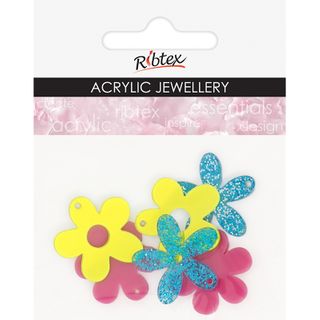 ACRYLIC JEWEL FLOWER MULTI PACK 6PC