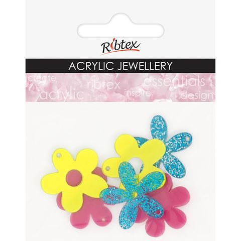 ACRYLIC JEWEL FLOWER MULTI PACK 6PC