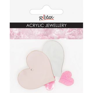 ACRYLIC JEWEL HEART MIRROR GLITTER 4PC