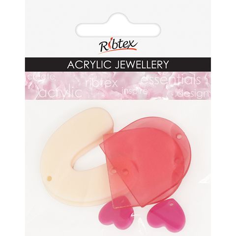 ACRYLIC JEWEL HEART ARCH PK PINKS 6PC