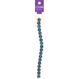 BEADS STRUNG BLUE IRRODESCENT GLASS 10MM