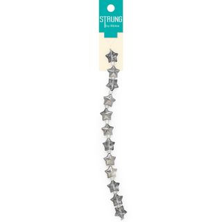 BEADS STRUNG 2 TONE SILVER STAR 12PCS