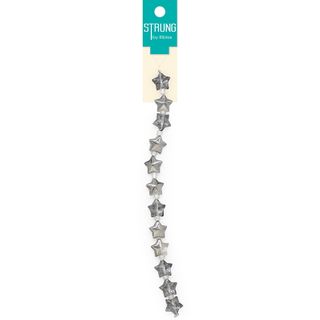 BEADS STRUNG 2 TONE SILVER STAR 12PCS