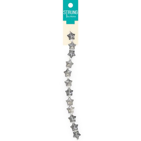 BEADS STRUNG 2 TONE SILVER STAR 12PCS