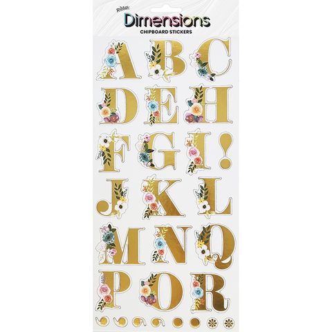 DIMENSIONS STICK ALPHA GOLD FOIL FLOWER