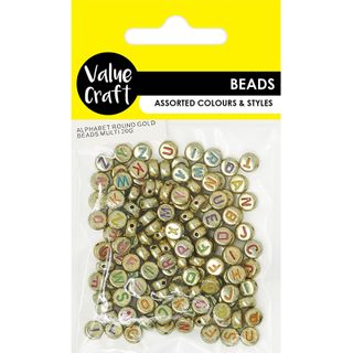 ALPHABET ROUND GOLD BEADS MULTI 20G