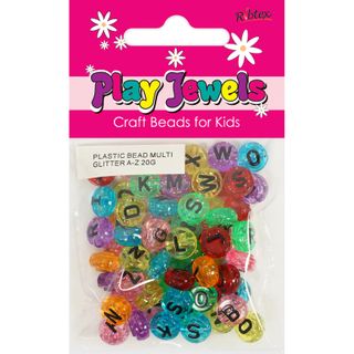 PJ PLASTIC BEAD MULTI GLITTER A-Z 20G