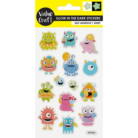 Stickers Glow In The Dark Monsters 1Sh
