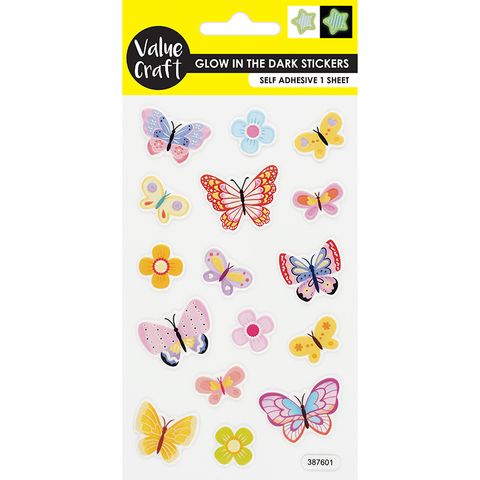 STICKERS GLOW IN THE DARK BUTTERFLY 1SH