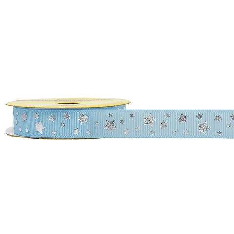 RIB GROSGRAIN 15MM SILVER STAR BLUE 3M