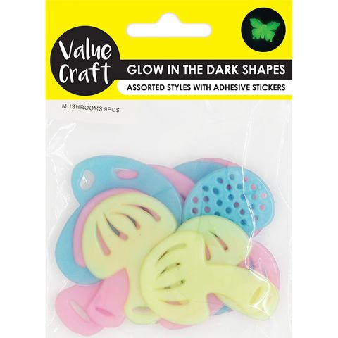 GLOW IN THE DARK MUSHROOMS 9PCS