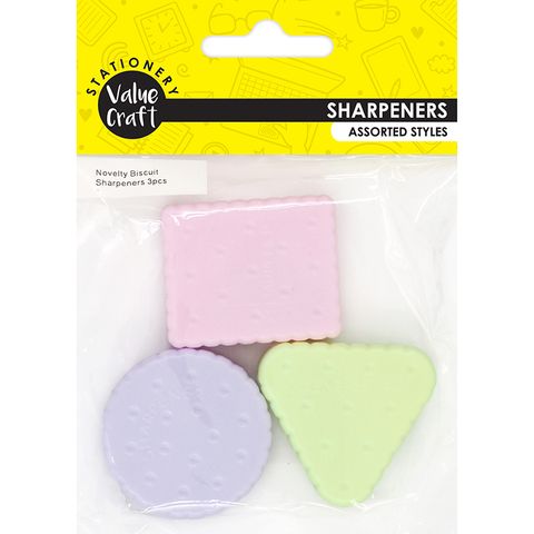 Novelty Biscuit Sharpeners 3Pc