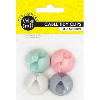 Silicone Cable Tidy Clips Pastel 4Pc