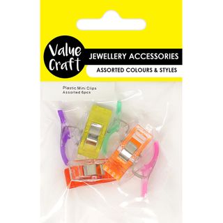 Plastic Mini Clips Assorted 6Pc
