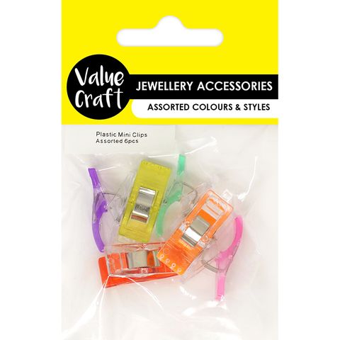 Plastic Mini Clips Assorted 6Pc
