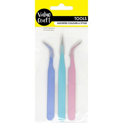 JF CRAFT TWEEZERS ASSORTED 3PCS