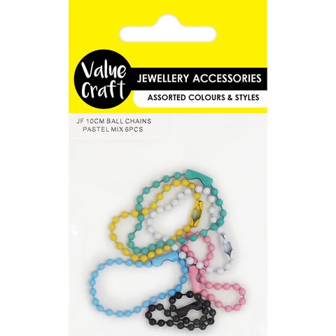 JF 10CM BALL CHAINS PASTEL MIX 6PCS