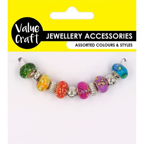 LARGE HOLE BEADS WATERCOLOUR 11PCS