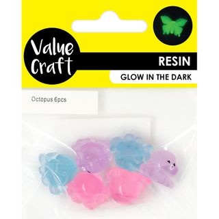 RESIN GLOW IN THE DARK OCTOPUS 6PCS