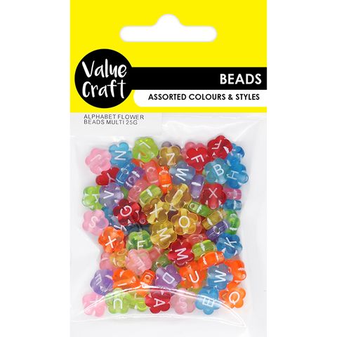 ALPHABET FLOWER BEADS MULTI 25G