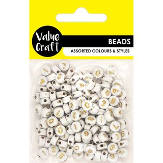 NUMERICAL ROUND WHITE BEADS GOLD 20G