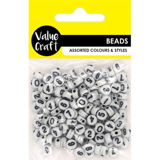 NUMERICAL ROUND WHITE BEADS BLACK 20G