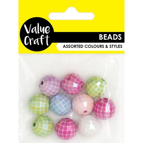 DISCO BALL BEAD 16MM MULTI PASTEL 10PCS