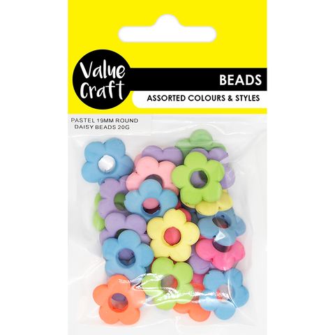 Pastel 19Mm Round Daisy Beads 20G