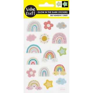 STICKERS GLOW IN THE DARK RAINBOWS 1SH