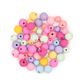 BEAD WOOD PASTEL ROUND 2 SIZES 60PCS