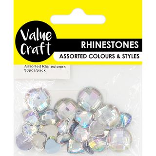 RHINESTONES CRYSTAL AB ASST 36PCS