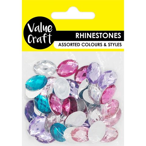 RHINESTONES OVAL 13X18MM  ASST 40PCS