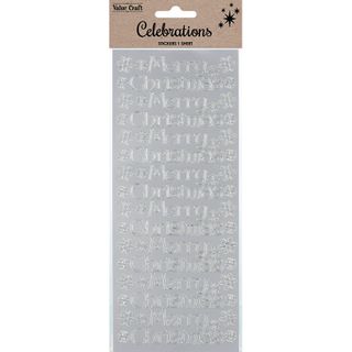 XMAS PEEL STICK TEXT-S.FLAKE SILVER 1SH