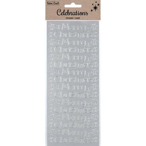 XMAS PEEL STICK TEXT-S.FLAKE SILVER 1SH