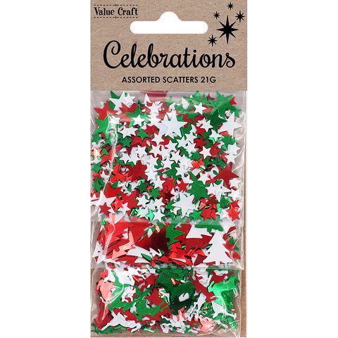 XMAS SCAT STAR-TREE DEER RD-GRN-WHT 21G