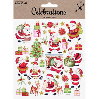 XMAS COLOUR STICKERS SANTA 1 SHT