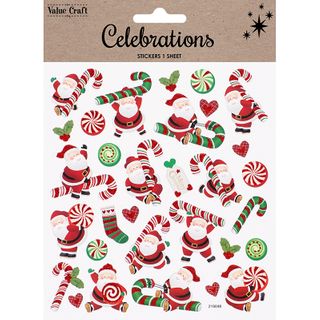 XMAS COLOUR STICKER SANTA -C.CANE 1SH