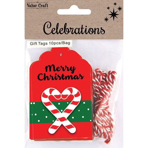 XMAS GIFT TAGS 3D RED 10PCS