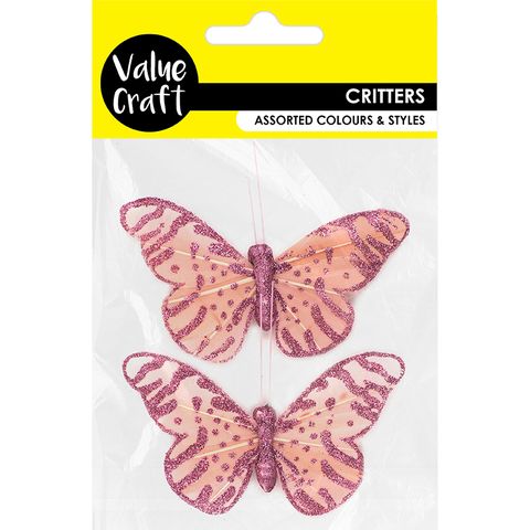 CRAFT BUTTERFLIES PINK 2PC